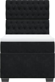 vidaXL Κρεβάτι Boxspring με Στρώμα Μαύρο 90x190 εκ. Βελούδινο