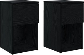 vidaXL Ντουλάπι κρεβατιού 2 τεμ. Μαύρη Δρυς 29 x 31,5 x 49 εκ