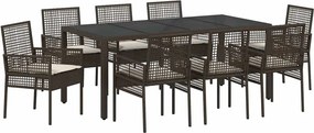 vidaXL Σέτ φαγητού για κήπο 9 pcs Καφέ συνθετικό ρατάν
