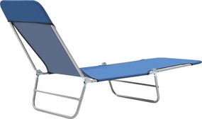 vidaXL Ξαπλώστρες Πτυσσόμενες 2 τεμ. Μπλε από Ατσάλι / Ύφασμα