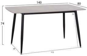 ΤΡΑΠΕΖΙ RAVEN HM18149.13 ΚΕΡΑΜΙΚΟ TOP ΜΕ ΟΨΗ ΓΚΡΙ ΜΑΡΜΑΡΟ 140x80x74Υεκ.