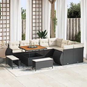 vidaXL Σετ Καναπέ Κήπου 12 pcs Μαύρο συνθετικό ρατάν