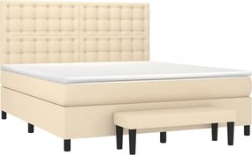vidaXL Κρεβάτι Boxspring με Στρώμα Κρεμ 160x200 εκ. Υφασμάτινο
