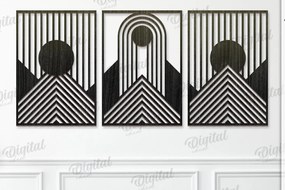 Intra απο ξύλο plywood 3mm-4mm πάχος - Γεωμετρικό Σετ Τέχνης Τοίχου  Δίασταση 40x50 cm INTRAFABR-119674320