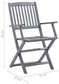 Καρέκλες Εξωτ. Χώρου Πτυσσόμενες 2 τεμ Ξύλο Ακακίας &amp; Μαξιλάρια - Κρεμ