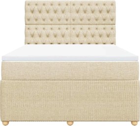 vidaXL Κρεβάτι Boxspring με Στρώμα Κρεμ 140x200 εκ. Υφασμάτινο