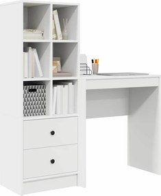 vidaXL Γραφείο με συρτάρι με ράφι με αποθήκευση 2 pcs Λευκό