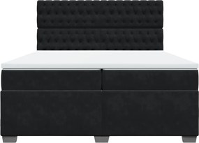 vidaXL Κρεβάτι Boxspring με Στρώμα Μαύρο 200x200 εκ. Βελούδινο