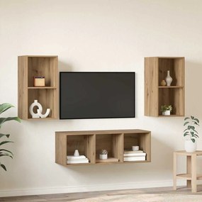 vidaXL Σετ επίπλου τηλεόρασης 3 pcs Artisan Oak Επεξεργασμένο ξύλο