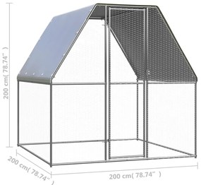 Κοτέτσι - Κλουβί Εξωτ. Χώρου 2x2x2 μ. από Γαλβανισμένο Χάλυβα - Ασήμι