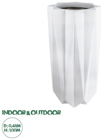 20739 GloboStar® Artificial Garden PADOVA 20739 Επιδαπέδιο Πολυεστερικό Τσιμεντένιο Κασπώ Γλάστρα - Flower Pot Λευκό Φ48 x Υ100cm