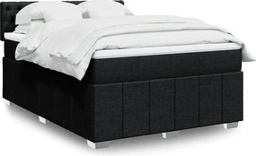 vidaXL Κρεβάτι Boxspring με Στρώμα Μαύρο 140x200 εκ. Υφασμάτινο
