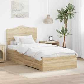 vidaXL Σκελετός Κρεβατιού Δρύς Sonoma 70 x 190 cm Επεξεργασμένο Ξύλο