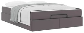 vidaXL Σκελετός κρεβατιού με στρώμα Γκρι 160 x 200 cm Τεχνητό δέρμα