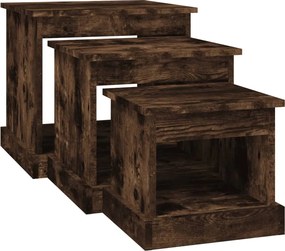 vidaXL Τραπεζάκια Σαλονιού 3 τεμ Καπνιστή Oak Επεξ. Ξύλο