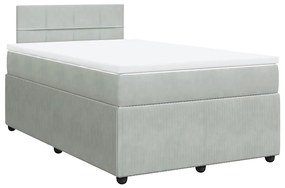 vidaXL Κρεβάτι Boxspring με Στρώμα Ανοιχτό Γκρι 120x200 εκ. Βελούδινο