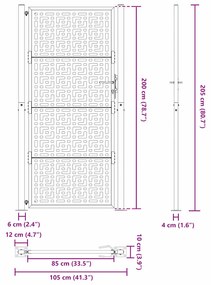 Πύλη κήπου 105x205 cm Σταυρός σχεδιασμού από διαβρωμένο χάλυβα - Καφέ