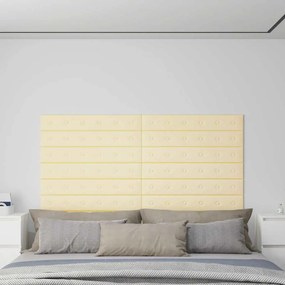 vidaXL Πάνελ Τοίχου 12 τεμ. Κρεμ 90 x 15 εκ. 1,62 μ² Συνθετικό Δέρμα