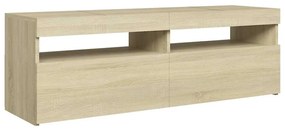 vidaXL Έπιπλο Τηλεόρασης με LED Sonoma Δρυς 120x35x40 εκ.