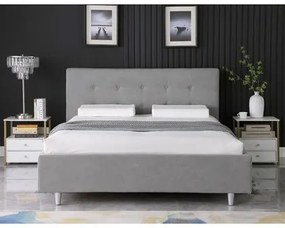 Epiplo World Joel ντυμένο διπλό κρεβάτι με αποθηκευτικό χώρο 174x217εκ. ( για στρώμα 160x200εκ. ) Γκρι ανοιχτό με ανατομικό πλαίσιο BEST-51485625