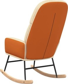 vidaXL Κουνιστή Πολυθρόνα Λευκό Κρεμ Υφασμάτινη