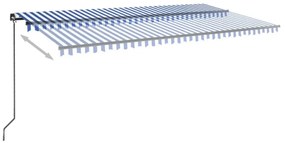 vidaXL Τέντα Συρόμενη Χειροκίνητη Μπλε / Λευκό 600x350 εκ.