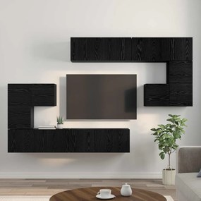 vidaXL Σετ επίπλου τηλεόρασης Επιτοίχιο 8 pcs Μαύρη δρυς