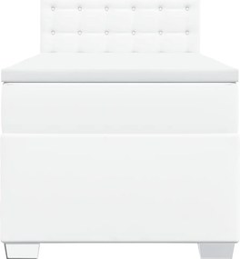 vidaXL Κρεβάτι Boxspring με Στρώμα Λευκό 80 x 200 εκ. Συνθετικό Δέρμα