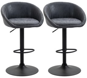 HOMCOM Σετ 2 σκαμπό μπαρ, ρυθμιζόμενο ύψος, περιστρεφόμενο 360 μοίρες, 57 εκ. x 50 εκ. x 84-104 εκ., Γκρι