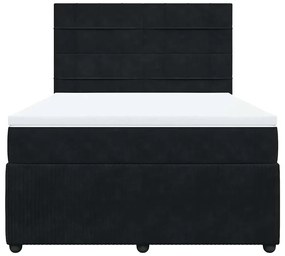 vidaXL Κρεβάτι Boxspring με Στρώμα Μαύρο 140x190 εκ. Βελούδινο