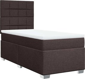 vidaXL Κρεβάτι Boxspring με Στρώμα Σκούρο Καφέ 80x200 εκ. Υφασμάτινο