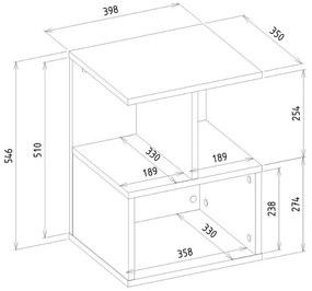 Κομοδίνο Entiero Megapap χρώμα sapphire oak 39,8x35x54,6εκ.