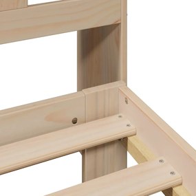Κρεβάτι Βιβλιοθήκη Χωρίς Στρώμα 120x200 εκ Μασίφ Ξύλο Πεύκο - Καφέ