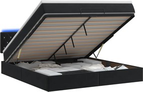vidaXL Κρεβάτι Ottoman με Στρώμα και LED Μαύρο 180 x 200 cm Βελούδο
