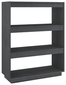 vidaXL Βιβλιοθήκη/Διαχωριστικό Χώρου Γκρι 80x35x103 εκ. Μασίφ Πεύκο