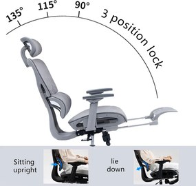 Καρέκλα γραφείου διευθυντή με υποπόδιο LINUX mesh γκρι 61x63x117/125