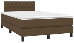 vidaXL Κρεβάτι Boxspring με Στρώμα &amp; LED Σκ.Καφέ 120x200 εκ Υφασμάτινο