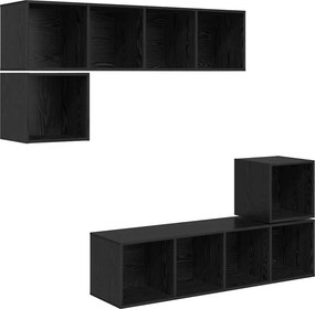 vidaXL Σετ επίπλου τηλεόρασης 4 pcs Μαύρη Οξυά Επεξεργασμένο ξύλο
