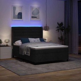 vidaXL LED Κρεβάτι με βάθρο με στρώμα Μαύρο 160 x 200 cm ύφασμα