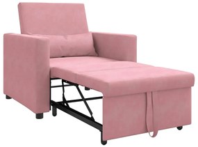 vidaXL 3 σε 1 Μονό Καναπέ Κρεβάτι Convertible Ροζ Βελούδο
