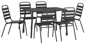 vidaXL Σετ Τραπεζαρίας Κήπου 7 Τεμαχίων Ανθρακί από Ατσάλι