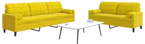 vidaXL Σετ Σαλονιού 2 Τεμ. Κίτρινο Βελούδινο με Μαξιλάρια/Στηρίγματα