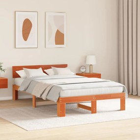vidaXL Σκελετός Κρεβατιού Καφέ 120 x 200 cm Μασίφ ξύλο πεύκου
