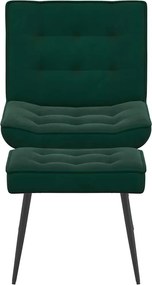 vidaXL Πολυθρόνα Relax Σκούρο Πράσινο Βελούδινη με Σκαμπό