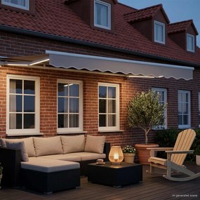 vidaXL Manual Awning Frame with Solar LED 3,5 x 2,5 m Λευκό