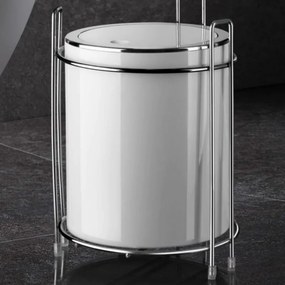 Βάση τουαλέτας με καλάθι Metalife AK-755B, Για καλάθι, χαρτί και τηλέφωνο, Inox/χρώμιο
