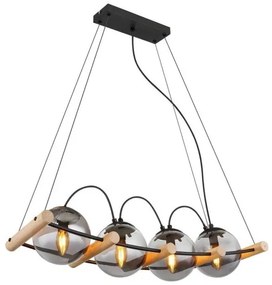 Κρεμαστό Φωτιστικό Οροφής 4xE27 15W Leona 15883-4H Globo Lighting-15883-4H-Μαύρο 15883-4H