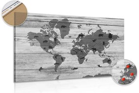 Εικόνα σε ασπρόμαυρο χάρτη από φελλό σε ξύλινο φόντο - 120x80