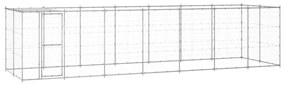 Κλουβί Σκύλου Εξ. Χώρου με Στέγαστρο 16,94 μ² Γαλβ. Χάλυβας - Ασήμι