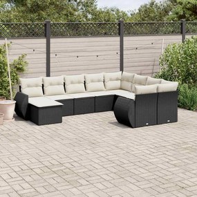 vidaXL Patio Sofa Set 9-θέσια Μαύρο και Κρέμα